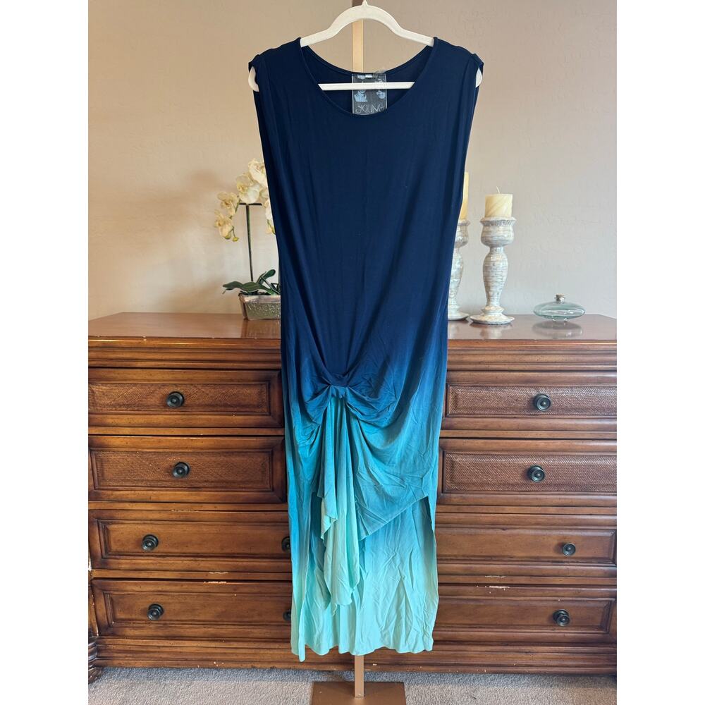 Young Fabulous & Broke Ombre Maxi Dress Blue Teal Twist M